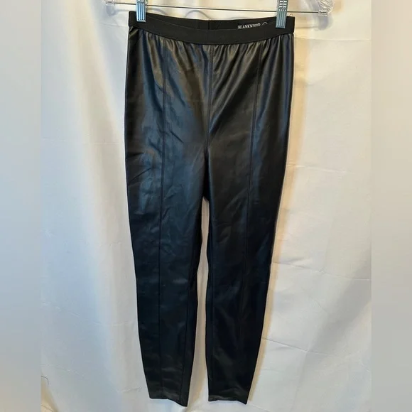 Blank NYC Women's Size 27 Pull On Vegan Leather Black Leggings Pants 29” Inseam - Picture 2 of 7
